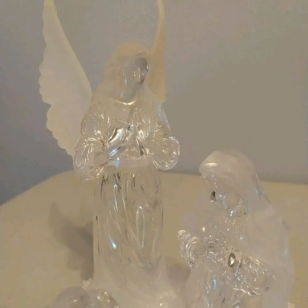 Acrylic Nativity Scene Light Up Color Changing Christmas Decor Battery Operated